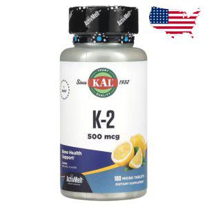 KAL 비타민K2 MK7 500mcg 레몬맛 100정 비타민K 메나퀴논 VitaminK