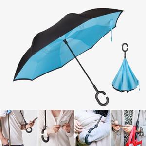 거꾸로 접히는 우산 반대로 접는 장우산 C형 손잡이 아이디어