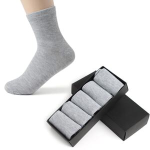 스탠다드 남성 중목 양말 5켤레(그레이) 남자 정장 남성용 면양말 캐주얼 단색