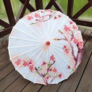 중국 꽃 자동차, 햇빛 차단 실크 천 방수 스틱 우산, 웨딩 파티 장식용 벚꽃 우산