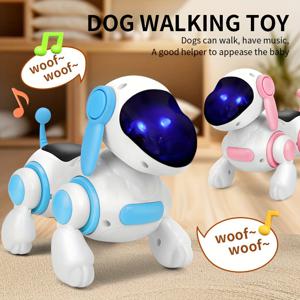 부모-자녀 동반 보행 로봇 강아지 장난감, 빛과 음악이 작동하는 배터리 구동 기계식 강아지 장난감