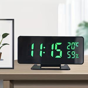 디지털 알람 시계, 온도 습도 3개의 알람 스누즈 데스크 테이블 시계, 야간 모드 12/24H USB 전자 LED 시계, 집 장식 방 장식 사무실 장식을 위한 시계