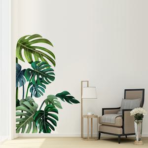 1pc 녹색 식물 잎 벽 데칼, 북유럽 식물 시리즈 벽 스티커, 침실 거실 소파 TV 배경, 홈 장식에 대한 이동식 벽지