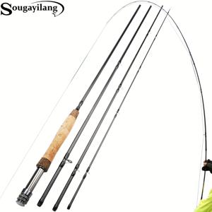 초보자를 위한 완전한 스타터용 가벼운 초경량 4조각 그래핏 낚시대 Sougayilang 5/6wt Fly Fishing Rod