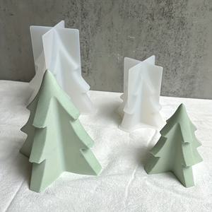 DIY 크리스마스 트리 실리콘 양초 금형 크리스탈 에폭시 수지 아로마 테라피 석고 비누 얼음 블록 금형 홈 인테리어 선물