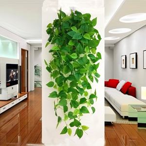 2pcs 인공 교수형 식물 3.3ft, 가짜 교수형 아이비 잎 인공 드레이프 식물 벽 홈 룸 사무실 실내 야외 장식에 대 한 녹색 식물