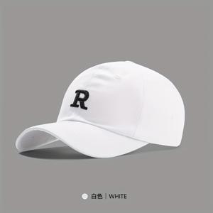 캐주얼 R 편지 피크 캡 선 스크린 야구 모자, 패션 다목적 태양 보호 힙합 모자