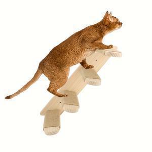 1pc 벽걸이 나무 고양이 등반 선반 실내 고양이용, 시살 로프 고양이 벽 가구와 함께하는 고양이 사다리 선반