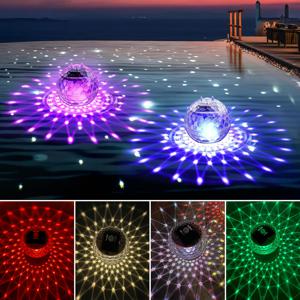 1pc, 태양열 물 위에 떠다니는 수영장 조명 LED는 밤에 자동으로 밝아지며, 다채로운 조명과 방수 연못 조명, 떠다니는 조명, 온천 분수, 물고기 연못 조명, 수영장 조경 조명, 정원 매달린 프로젝션 조명입니다