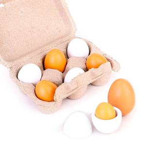 3/6 조각 세트 나무 인공 계란 DIY 장난감 목조 주택 주방 조기 교육 어린이를위한 음식 장난감
