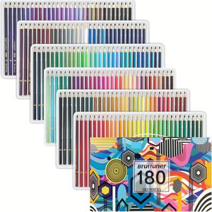 180 가지 색상 컬러 연필 오일 연필 색칠 연필 드로잉 연필 소프트 코어 성인 색칠 공부 책용 컬러 연필 어린이 예술가 초보자