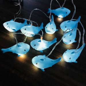 1.5M 3D 상어 LED 스트링 조명, 만화 바다 동물 램프 룸 장식 조명, 생일 크리스마스 파티 장식, 배터리 구동 (플러그 없음)