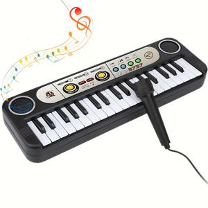 어린이 음악 장난감 피아노 키보드 장난감 37개의 건반 전자 음악 다기능 악기, 어린이 피아노와 마이크로폰이 있는 나의 첫 번째 피아노 장난감 크리스마스, 추수감사절 선물