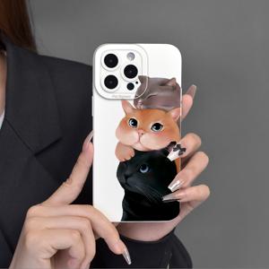 고양이 패턴 휴대폰 케이스 전신 보호 충격 방지 TPU 부드러운 고무 케이스 색상: 투명 화이트 블랙 남성용 여성용 IPhone 15 14 13 12 11 XS XR X 7 8 Mini Plus Pro Max SE