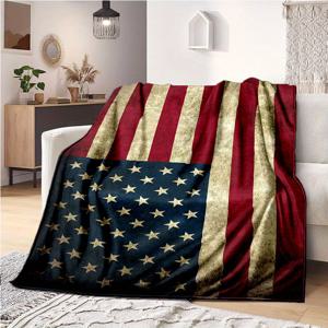 1pc 디지털 프린트된 애국적인 그림이 그려진 별과 줄무늬 미국 국기 플란넬 담요, 부드럽고 편안한 담요, 집 소파 침대 담요, 소풍 여행 사무실 레저 패키지, 세탁기로 세탁 가능한 담요