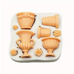 1pc 아름다운 꽃 화분 실리콘 금형 주방 베이킹 도구 DIY 초콜릿 케이크 빵 디저트 캔디 퐁당 금형 장식