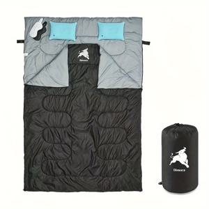 더블 사이즈의 휴대용 백패킹 하이킹 캠핑 방수 지퍼가 있는 어른용 침낭, 캠핑 어드벤처를 위한 2개의 베개와 2개의 안대가 있는 XL 사이즈의 침낭
