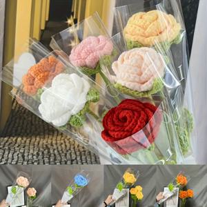 6개의 손으로 짠 장미 꽃 - 사실적인 시뮬레이션 꽃, 발렌타인 데이, 어버이날, 생일을 위한 완벽한 선물 - 꽃을 좋아하는 사람들을 위한 완벽한 선물