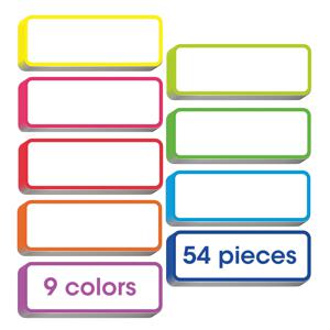 54 개의 PC 자석 이름표 라벨 드라이 이레이스 재사용 스티커 9 가지 색상으로 화이트 보드, 사물함, 냉장고, 학교, 사무실, 가정용 (각각 3.2 