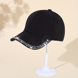 라인 석 장식 블랙 야구 모자 간단한 캐주얼 아빠 모자 코튼 경량 선 스크린 태양 모자