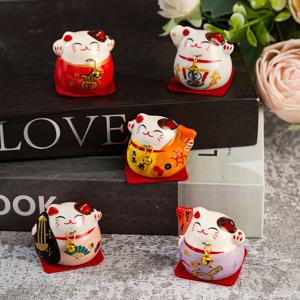 5개 세트의 창의적으로 그린 일본 문화 식료품 만화 행운 고양이 동물 행운 일본 장식 도자기 홈