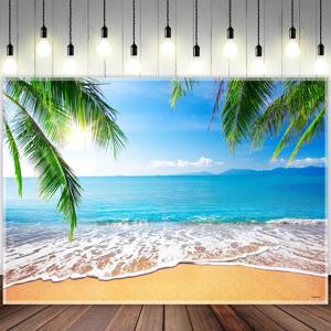 하와이 해변에서의 여름 풍경을 담은 폴리에스터 사진 배경 7x5피트, 열대 해변의 야자수 파티 사진 배경, 루아우 생일 축하 배너 장식품, 샤워 포토 부스 스튜디오 소품, 생일 케이크 테이블 소품