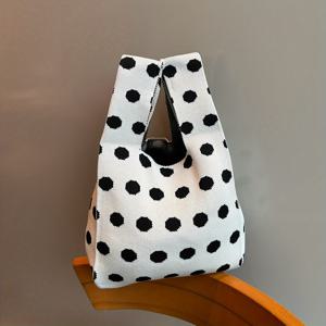 여성을 위한 클래식하고 다용도로 사용할 수 있는 일상용 쇼핑 핸드백, 심플한 점무늬 패턴으로 짜여진 사첼 가방