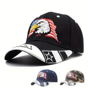 패션 독수리 미국 국기 남성과 여성을 위한 수 놓은 면화 야구 모자, 야외 활동을 위한 선스크린 트럭 운전사 모자