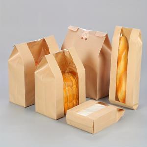 50pcs, 빵/토스트/크로와상/쿠키/스낵 포장에 완벽한 투명 창이 있는 베이커리 종이 봉투, 무료 스티커 포함