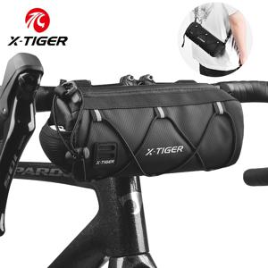 X-TIGER 자전거 핸들바 가방(안전 라이딩 반사 스트립 포함), 야외 사이클링용 방수 자전거 가방