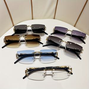 남성 클래식 캐주얼 림레스 안경 6개 세트, 아연 합금 프레임 PC 렌즈 해변 안경, 선물용으로 이상적