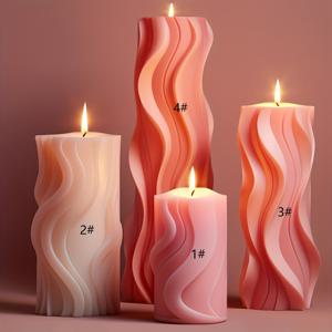 파도 모양의 원통형 아로마 향초를 만들기 위한 DIY 촛불 제작 실리콘 성형 틀 1개, 홈 데스크 장식용
