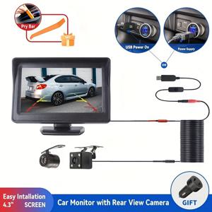차량 주차용 후방 카메라가 장착된 4.3인치 자동차 모니터와 LCD 화면 USB 쉬운 설치