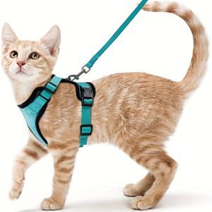 걷기를 위한 고양이 하네스 및 가죽끈, 고양이를 위한 탈출 증거 부드러운 조절 가능한 조끼 하네스