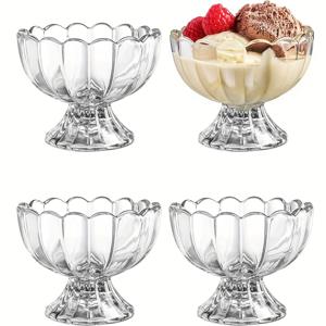 4pcs/set 창의적인 투명한 고층 디저트 과일 주스 샐러드 유리 그릇 레스토랑 용 우유 차 밀크 쉐이크 음료 컵 아이스크림