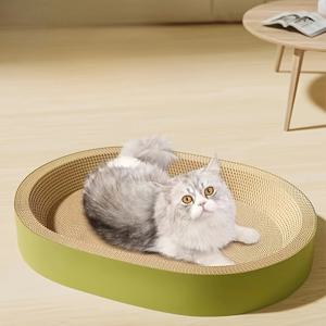 타원형 고양이 긁는 매트, 골판지 고양이 긁는 장난감 고양이 라운지 침대
