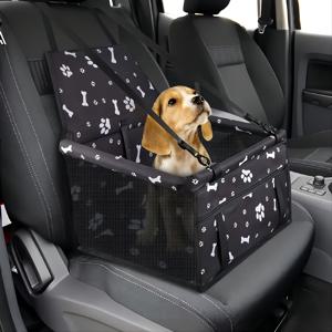 개 고양이를위한 애완 동물 자동차 부스터 시트 안전 벨트가있는 휴대용 및 통기성 가방 여행용 개 캐리어 안전 PVC 튜브가있는 가죽 끈에 클립으로 조심하십시오