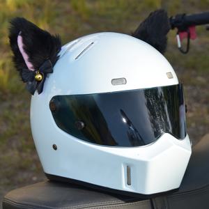 남성과 여성을 위한 개조된 액세서리인 플리스 단일 고양이 귀 전기 바이커 스키 헬멧 장식 2개 세트