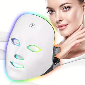 홈 뷰티 기기용 7색 LED 얼굴 마스크, 조절 가능한 색상과 원버튼 작동, 홈 사용용 피부 관리 기기