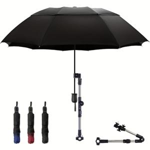 다목적 우산, 조정 가능한 범용 클램프가 있는 휴대용 및 편리한 골프 우산, 비를 위한 휴대용 우산, 수동 개폐, 비치 의자, 골프 카트 및 유모차용