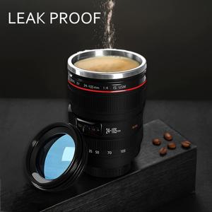 1pc 스테인레스 스틸 카메라 렌즈 커피 머그컵, 누출 방지 뚜껑 - 사진 작가에게 완벽한 선물