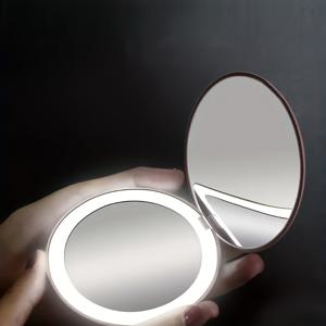 조정 가능한 밝기, 2 배 확대 거울을 갖춘 Led 조명 소형 거울 빛이있는 휴대용 거울, 지갑 및 여행용 휴대용 미니 포켓 양면 접이식 화장 거울