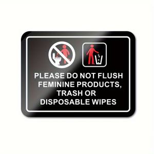 화장실 표지판, 부피가 큰 물건은 플러시하지 마세요 - 물티슈, 여성 위생용품, 휴지, 쓰레기, 아크릴 표지판 (7.87 X 5.91인치/20x15cm)