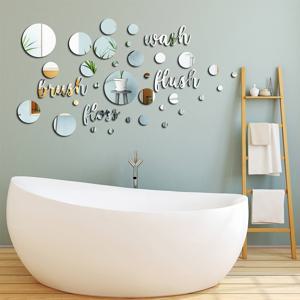 30pcs, 편지 원 조합 아크릴 거울 벽 스티커, 욕실 및 화장실에 대 한 이동식 벽 장식