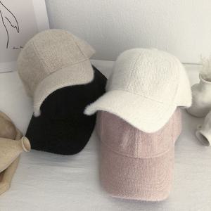 1pc 여성용 가을 겨울 토끼 모피 따뜻한 피크 모자, 귀여운 패션 한국 야구 모자, 화이트 블랙 모자