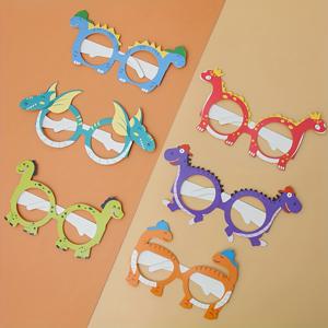 12개의 공룡 종이 안경, 생일 파티 장식용 성인들을 위한 정글 우드랜드 공룡 파티 선물 안경, 다이노 사파리 생일 용품