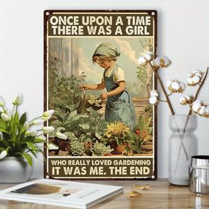 한 소녀가 정말로 정원 가꾸기를 좋아했던 Retro 벽 장식 선물 홈 게이트 정원 카페 사무실 상점 클럽을 위한 1개 8x12인치(20x30cm) 알루미늄 사인 금속 틴 사인