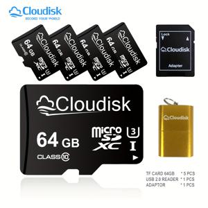 5팩 Cloudisk Micro SD 카드 64GB 32GB 16GB 8GB 4GB 2GB 1GB MicroSDHC U3 U1 A2 A1 C10 UHS-I MicroSD 메모리 카드