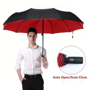 1pc 10 뼈 대형 자동 우산, 해와 비의 이중 사용 UV 보호 우산, 남성과 여성을위한 접이식 선선한 비즈니스 우산, 방수 방풍 우산