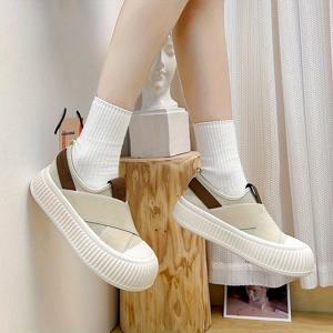 여성용 통기성 메쉬 플랫폼 스니커즈, 야외 신발의 캐주얼 슬립, 편안한 로우탑 신발